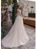 Beaded Lace Satin Chic Wedding Dress With Detachable Train